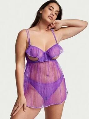 Victoria's Secret Very Sexy Peekaboo Mesh Open-Cup Babydoll size xl